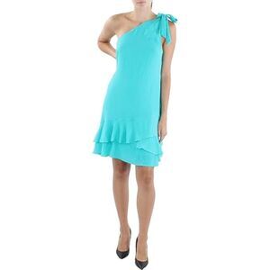 BCBGENERATION Womens Teal Tie Lined Sleeveless Above The Knee Sheath Dress 14